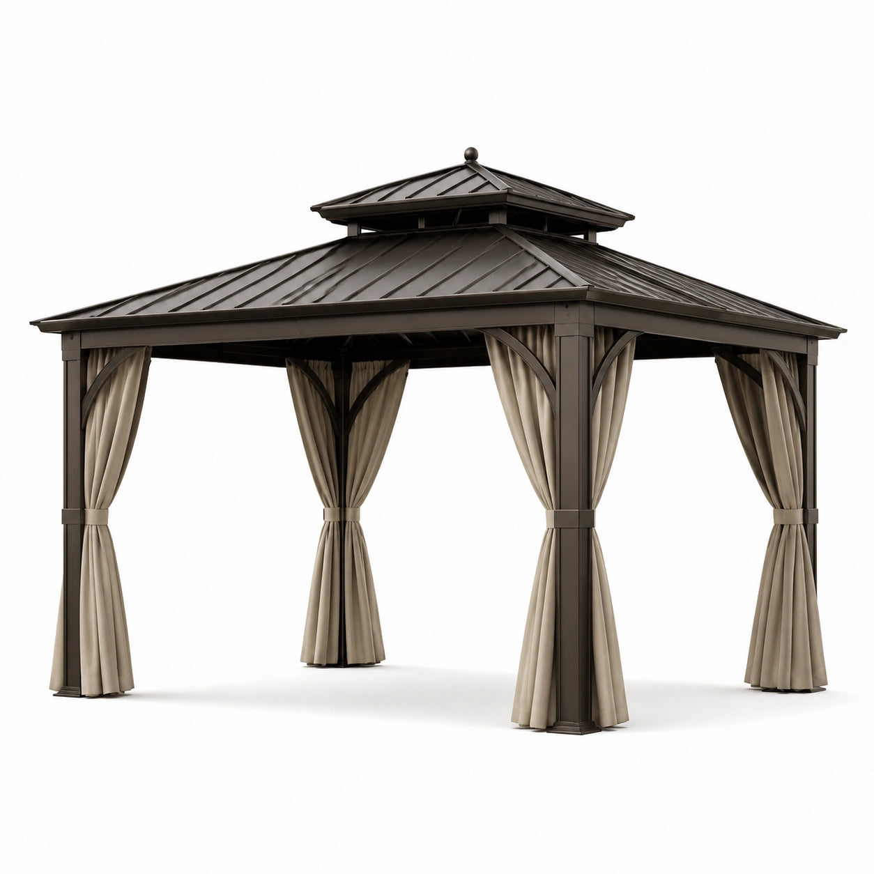 Aluminium Pavillon mit Stahldach und Polyester Vorhänge 400x300x300 cm