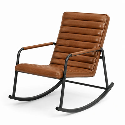 Brauner Schaukelstuhl aus PU-Leder und Metall